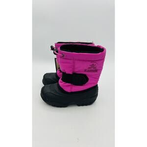 KAMIK KIDS GIRLS INSULATED PINK BLACK WINTER SNOW RAIN WATERPROOF BOOTS 8 NEW
